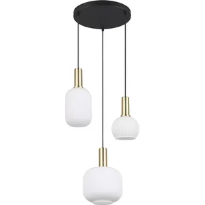 Comparateur de prix : Trio Lighting Suspension Diva, 3 lampes, laiton, opale, verre, métal