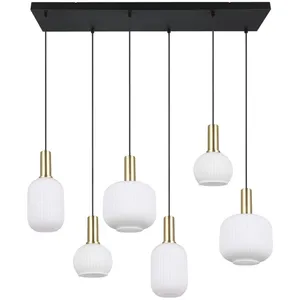 Comparateur de prix : Trio Lighting Suspension Diva, 6 lampes, laiton, opale, métal, verre