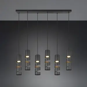 Comparateur de prix : Trio Lighting Suspension Stream, noir Longueur 100 cm 6 lampes. métal ...
