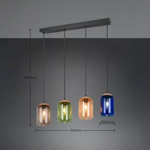 Suspension verre 4 lampes multicolores Cork Trio Lighting pas cher