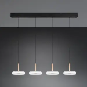 Comparateur de prix : Trio Lighting Suspension LED Celeste blanc/marron 115 cm à 4 lampes. v...