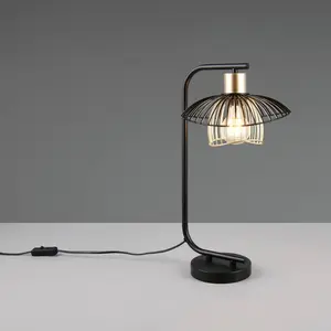 Reality Leuchten Lampe à poser Lauris, noir mat, hauteur 44 cm, métal,... pas cher