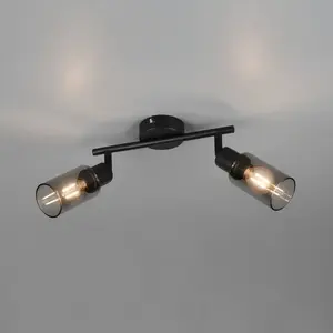 Reality Leuchten Spot Mars, longueur 48 cm, noir mat, à 2 lampes, métal E14 pas cher