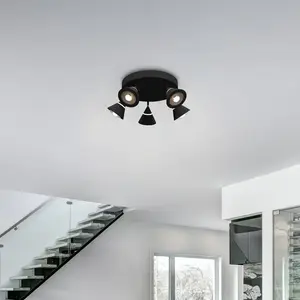 Comparateur de prix : Trio Lighting Spot pour plafond LED Romeo, Ø 30 cm, noir, métal, à 5 l...