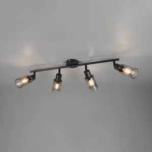Reality Leuchten Spot Mars, longueur 82 cm, noir mat, à 4 lampes, méta... pas cher