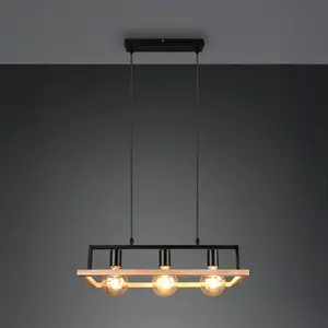 Lampe pendante de conception Bano noir avec bois - R36693032 pas cher
