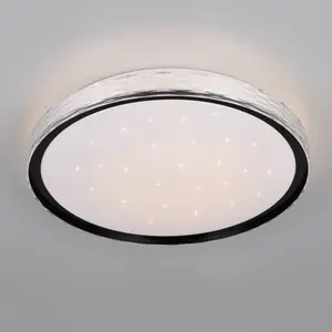 Reality Leuchten Plafonnier LED Varda, noir, Ø 39 cm, télécommande pas cher