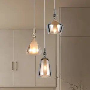 Trio Lighting Suspension Aldea, Ø 28 cm, blanc/ambre/chrome, verre, à ... pas cher