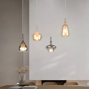 Trio Lighting Suspension Aldea, longueur 65 cm, verre blanc/ambre/chro... pas cher