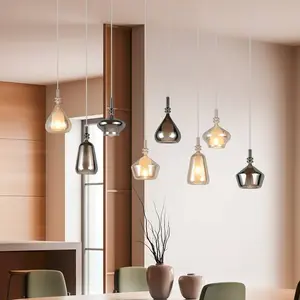 Trio Lighting Suspension Aldea, longueur 115 cm, verre blanc/ambre/chr... pas cher