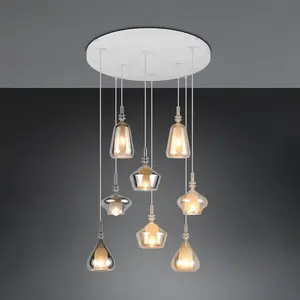 Comparateur de prix : Trio Lighting Suspension Aldea, Ø 60 cm, blanc/ambre/chrome, verre, à ...