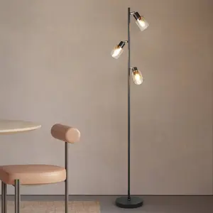 Comparateur de prix : Reality Leuchten Lampe sur pied Cadiz, noir / ambre, à 3 lampes, haute...
