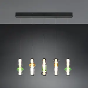 Trio Lighting Suspension LED Minerva, longueur 100 cm, multicolore, ve...