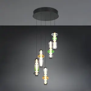 Trio Lighting Suspension LED Minerva, Ø 42 cm, multicolore, verre, CCT...Vendu parluminaire