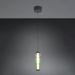 Trio Lighting Suspension LED Minerva, Ø 15 cm, multicolore, verre, CCT... pas cher