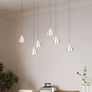 Suspension LED, nickel mat, changement de couleur, H 200 cm