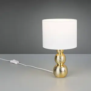 Reality Leuchten Lampe à poser Lova, blanc/doré, hauteur 29 cm, verre/céramique, E27 pas cher