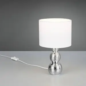 Reality Leuchten Lampe à poser Lova, blanc/argent, hauteur 29 cm, verre/céramique E27 pas cher