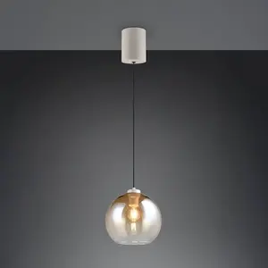 Reality Leuchten Suspension Liora, ambre, Ø 25 cm, verre, E27