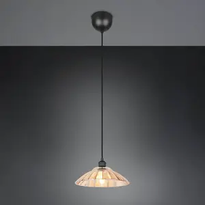 Reality Leuchten Suspension Eluna, ambre/noir, Ø 30 cm, verre/métal à ...Vendu parluminaire