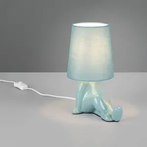 Reality Leuchten Lampe à poser Huma, bleue, hauteur 25 cm, textile/cér... pas cher