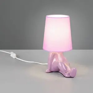 Reality Leuchten Lampe à poser Huma, violet, hauteur 25 cm, textile/cé... pas cher
