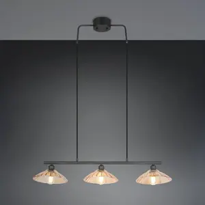 Reality Leuchten Suspension Eluna, ambre/noir, 100 cm, verre/métal, à ... pas cher