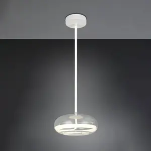 Trio Lighting Suspension LED Tarsia, blanc mat, Ø 40 cm, verre pas cher