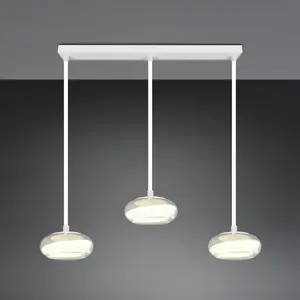 Trio Lighting Suspension LED Tarsia, blanc mat, longueur 91 cm, verre,...Vendu parluminaire