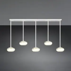 Trio Lighting Suspension LED Tarsia, blanc mat, longueur 161 cm, verre...