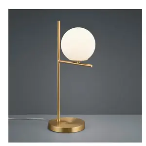 Comparateur de prix : Lampe à Poser Sphère Verre Blanc Laiton 1xE14 Pure Trio Lighting