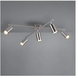 Comparateur de prix : Trio Lighting Plafonnier Avec Spots Marley, Nickel Mat, 5 Lampes
