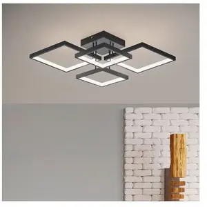 Trio Lighting Plafonnier LED Sorrento 52x52cm, noir mat