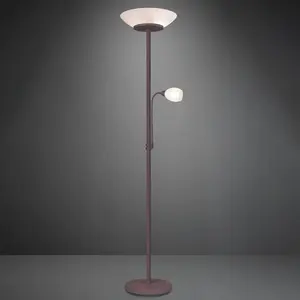 Comparateur de prix : Reality Leuchten Lampadaire, verre, blanc, bras flexo, rouille, H 180 cm, GERRY