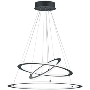 Comparateur de prix : Suspension led dimmable 3 anneaux durban anthracite ø80 cm trio lighting