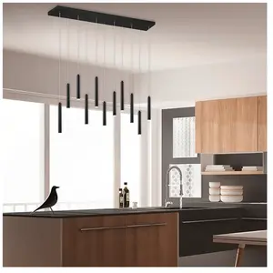 Comparateur de prix : Trio Tubular Plafonnier suspendu moderne à 11 lumières, noir mat, 3000K