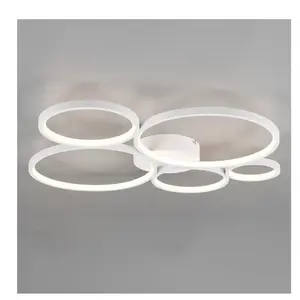 Comparateur de prix : Plafonnier rondo 5 cercles led blanc dimmable l59 cm trio lighting
