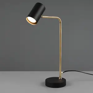 Comparateur de prix : Trio Lighting Lampe à poser Marley, noir/laiton, hauteur 45 cm, métal