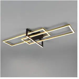 Comparateur de prix : Plafonnier salinas 3 rectangles led 34w or-noir l100 cm dimmable trio lighting