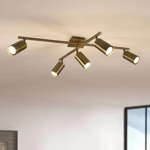Comparateur de prix : Plafonnier 5 Spots Orientables Trio Lighting Marley Laiton Vieilli