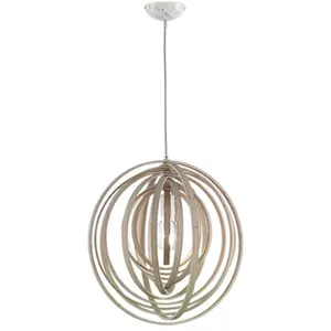 Trio-Leuchten Trio Boolan Plafonnier suspendu sphérique authentique couleur bois