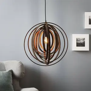 Trio-Leuchten Suspension design en bois- Boolan- Trio Bois wengé - 50 cm Bois Wengé pas cher
