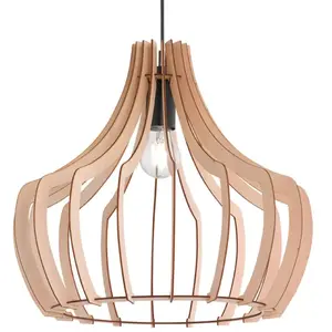 Comparateur de prix : Reality Leuchten Suspension en bois Wood avec design à lamelles