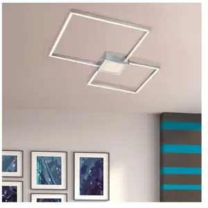 Plafonnier led hydra double carré 28w nickel l65 cm dimmable trio lighting pas cher