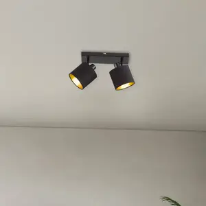 Comparateur de prix : Reality Leuchten Spot de plafond, or noir, spots amovibles, L 28 cm, TOMMY