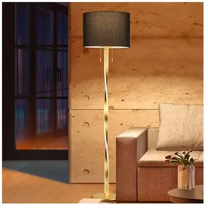 Comparateur de prix : Lampadaire design, Lampe de sol 2 éclairages Nandor Doré en Metal, trio