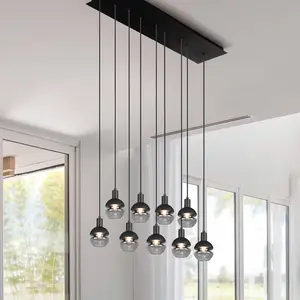 Trio Lighting Suspension Mela, angulaire, à 9 lampes, noire pas cher