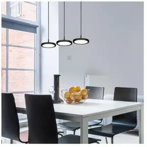 Trio tray plafonnier suspendu moderne à 3 lampes, noir mat, 3000k