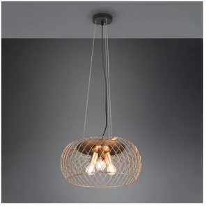 Trio Lighting Suspension Tamil avec abat-jour cage, laiton mat
