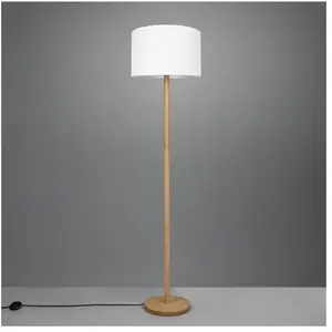 Comparateur de prix : Trio - Lampadaire Elégant Korba Base Bois Abat Jour Blanc Lighting